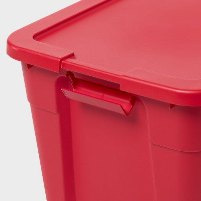 20gal Latching Christmas Storage Tote with Lid Red - Brightroom (LOCAL PICKUP ONLY)