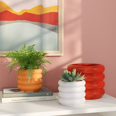Small Bubble Ceramic Planter Orange - Room Essentials