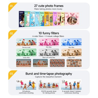 hoco. Kids Dual-Cam Digital Print Camera, Yellow