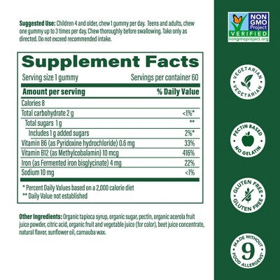 MegaFood Iron Energy Dietary Supplement Vegan Gummies - 60ct