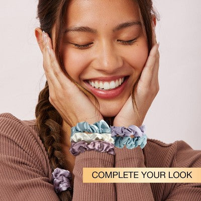 scunci Mixed Satin and Waffle Textured Scrunchies - Soft Pinks/Neutrals - All Hair - 12pcs