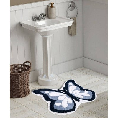 24"x26" Butterfly Non-Skid Bath Rug Blue - NatureStep