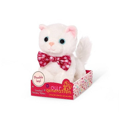 Our Generation Holiday Kitten Snowball Limited-Edition 6" Posable Pet Cat Plushie Stuffed Animal