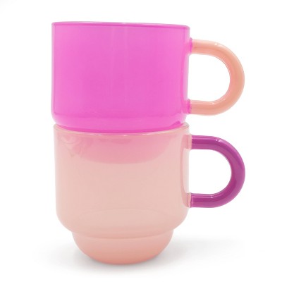 2pk 25oz Glass Mugs Pink - Bullseye's Playground
