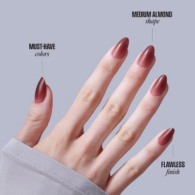 KISS Nails CORE Press-On Fake Nails - Medium Almond - Pinot Noir - 35ct
