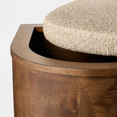 Burled Wood Upholstered Storage Ottoman Dark Brown - Threshold designed with Studio McGee (LOCAL PICKUP ONLY)