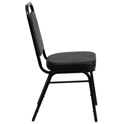 Flash Furniture HERCULES Series Trapezoidal Back Stacking Banquet Chair in Black Vinyl - Black Frame (LOCAL PICKUP ONLY)
