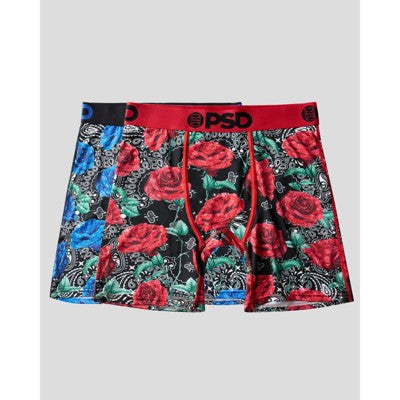 PSD Men's Rose Print Briefs - Red/Blue XXL