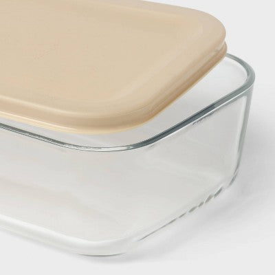 4pc (Set of 2) 4c Rectangular Glass Food Storage Container Set Oatmeal - Room Essentials