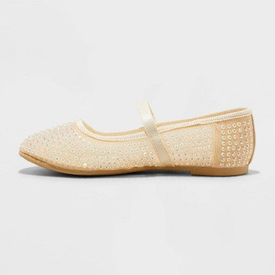 Girls' Faye Embellished Mesh Ballet Flats - art class Beige 1