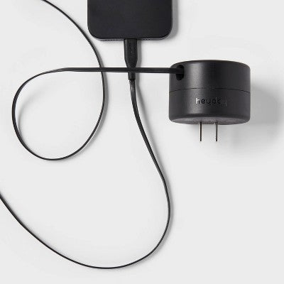 Wall Charger with Retractable 3' USB-C Cable - heyday Black: Male-To-Male, 100g