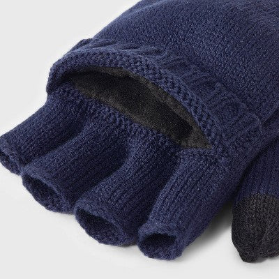 Men's Convertible Fleece Lined Mittens - Goodfellow & Co Navy Blue