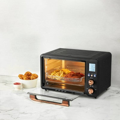 Haden 1500W 25L Toaster Oven with Air Fry Bake Broil and Functions Black/Copper: Steel, 2 Racks, Freestanding, 1-Year Warranty (LOCAL PICKUP ONLY)