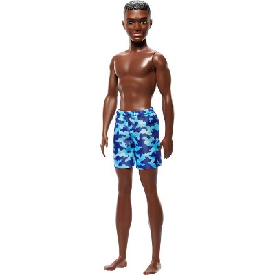 Barbie 12.7" Beach Ken Doll Brown Hair/Brown Eyes Wearing Blue Swimsuit