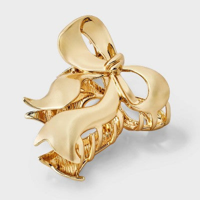 Shiny Bow Claw Hair Clip - Wild Fable Gold