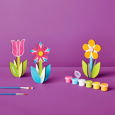 3ct 3D Wood Flowers Painting Craft Kit- Mondo Llama