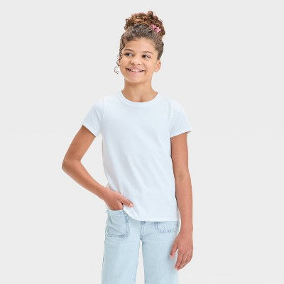 Girls' Short Sleeve Solid T-Shirt - Cat & Jack White L Plus