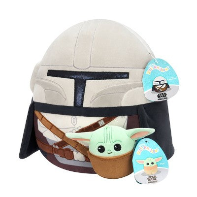 Star Wars: The Mandalorian 12" Mandalorian with 3.5" Grogu Medium Plush Toy