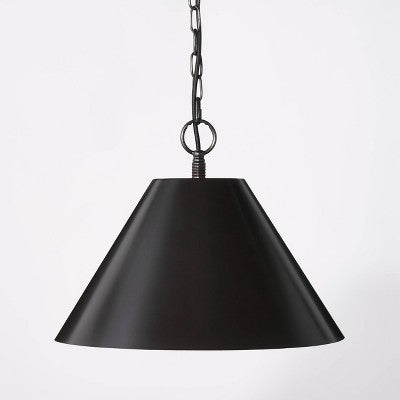 Small Metal Pendant Ceiling Light Black - Threshold designed with Studio McGee: Cone Shade, UL Listed, 72" Chain