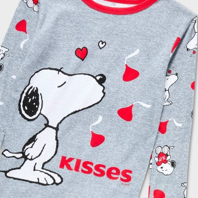 Kids' 2pc Snoopy x Kisses Valentine's Day Tight Fit Pajama Set  4