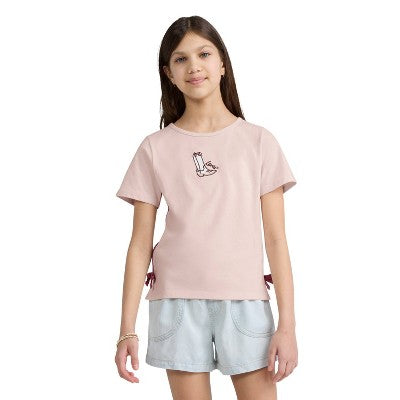 Levi's Girls' Cowgirl Side-Tie T-Shirt - Light Pink/Brown M