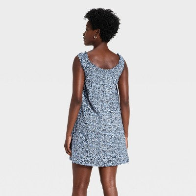 Women's Mini Swing Shift Dress - Universal Navy Blue Floral XL