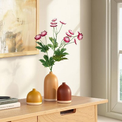 3pc Vase Set Ceramic Brown - Room Essentials