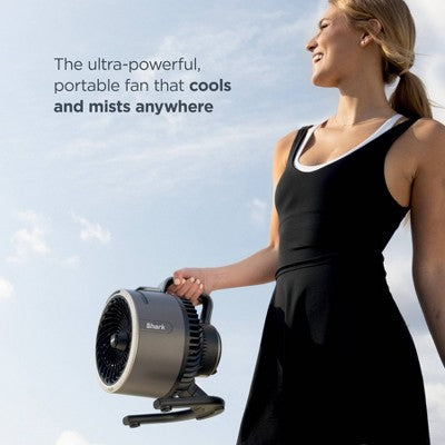 Shark FlexBreeze HydroGo Ultra-Powerful Portable Fan Mists Indoors and Outdoors FA052 Gray