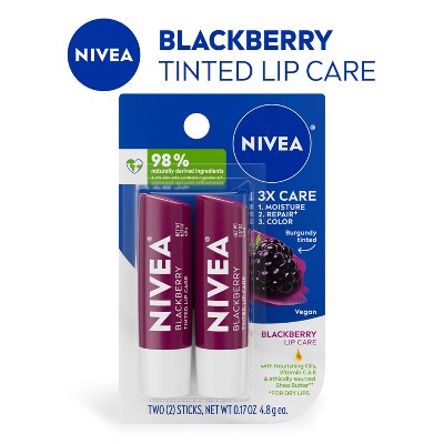 NIVEA Lip Blackberry Tinted Lip Balm - 0.34oz/2pk