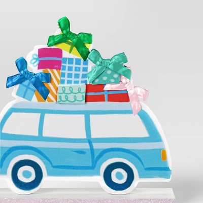 Wood Car with Presents Christmas Figurine - Wondershop Blue