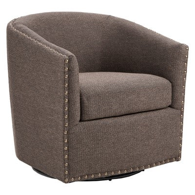 Madison Park Sheldon Swivel Chair Chocolate : Upholstered Accent, No Assembly, 300lb Capacity (LOCAL PICKUP ONLY)