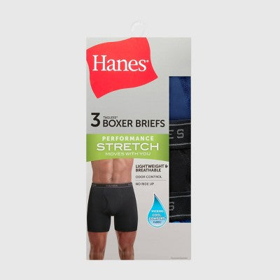 Hanes Men's Performance Stretch Boxer Briefs - Gray/Blue L