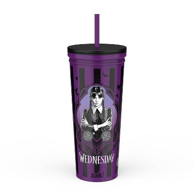 Zak Designs 23 fl oz Stainless Steel Wednesday Kendall Straw Tumbler