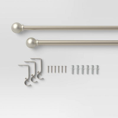 48"-84" Cafe Smaller Ball Curtain Rod Silver - Room Essentials: Adjustable Metal Rods for Curtains, Single Rod (LOCAL PICKUP ONLY)