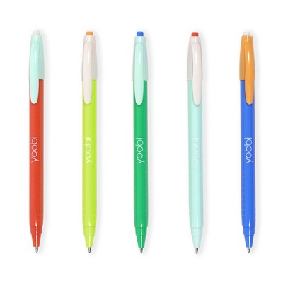 Yoobi Evolve Ballpoint Pens Retractable 5pk Retro Color Block