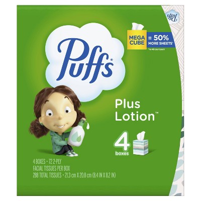 Puffs Plus Mega Lotion Facial Tissue - 4pk/288ct