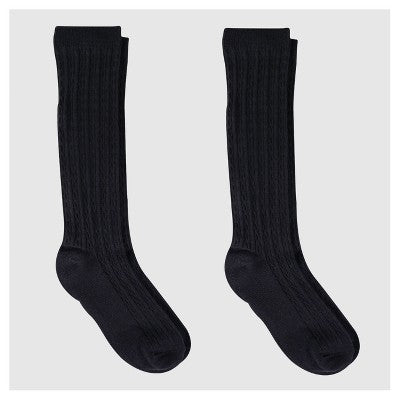 Girls' Casual Knee High Socks - Cat & Jack 2pk Black S