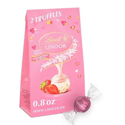 Lindt Lindor Valentine's Day Strawberries & Cream White Chocolate Truffles - 0.8oz