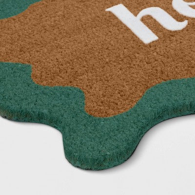 1'6"x2'6" Wavy Border Hello Flocked Outdoor Coir Doormat - Threshold (LOCAL PICKUP ONLY)