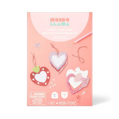 3ct Valentine's Craft Gem Art Mini Heart Frames Activity Kit - Mondo Llama