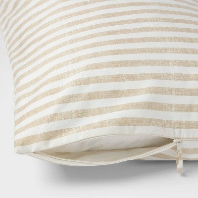 Performance Sateen 300 Thread Count Body Pillow Cover Khaki Stripe - Threshold