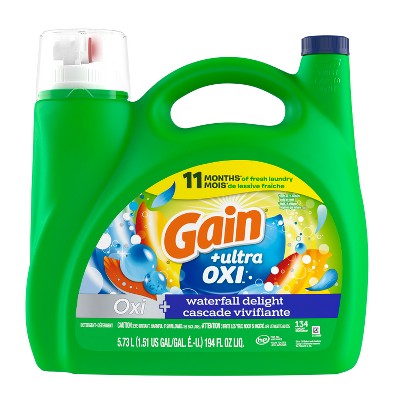 Gain + Ultra Oxi Waterfall Delight HE Deep Cleaning Concentrated Liquid Laundry Detergent 134 Loads - 194 fl oz (LOCAL PICKUP ONLY)