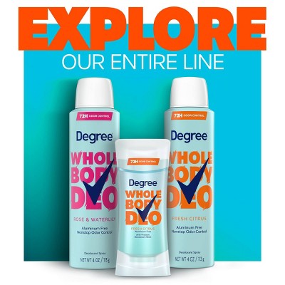 Degree Whole Body Aluminum Free Deodorant Spray for Women 72H Odor Protection - Fresh Citrus - 4oz