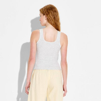 Women's Beaded Tank Top - Wild Fable Heather Gray Seashell L