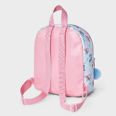Girls' Lilo & Stitch Mini Backpack with Pom - Blue/Pink