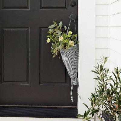 Conical Striped Fabric Flower Market Tote Gray/Cream - Hearth & Hand with Magnolia