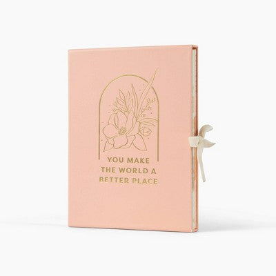 3pc Boxed Floral 'You Make World..' Notepad Trio Set: Garven Lined Paper Journal & Notebooks, Soft Cover, 6x8 Inches