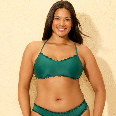 Women's Ruffle Bralette Bikini Top - Shade & Shore Green S