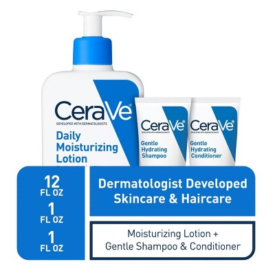 CeraVe Daily Moisturizing Face and Body Lotion for Normal to Dry Skin with CeraVe Hair Samples - 12 fl oz