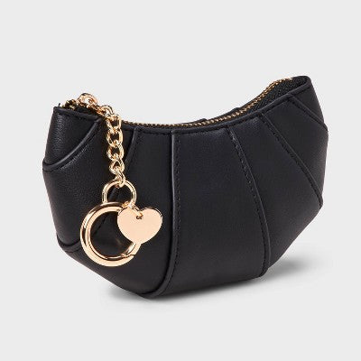 Croissant Clip On Pouch - A New Day Black: Solid Coin Purse, Unstructured Design
